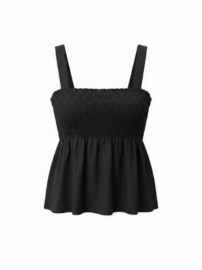 Reitmans Black Smocked Peplum Camisole | Size XL
